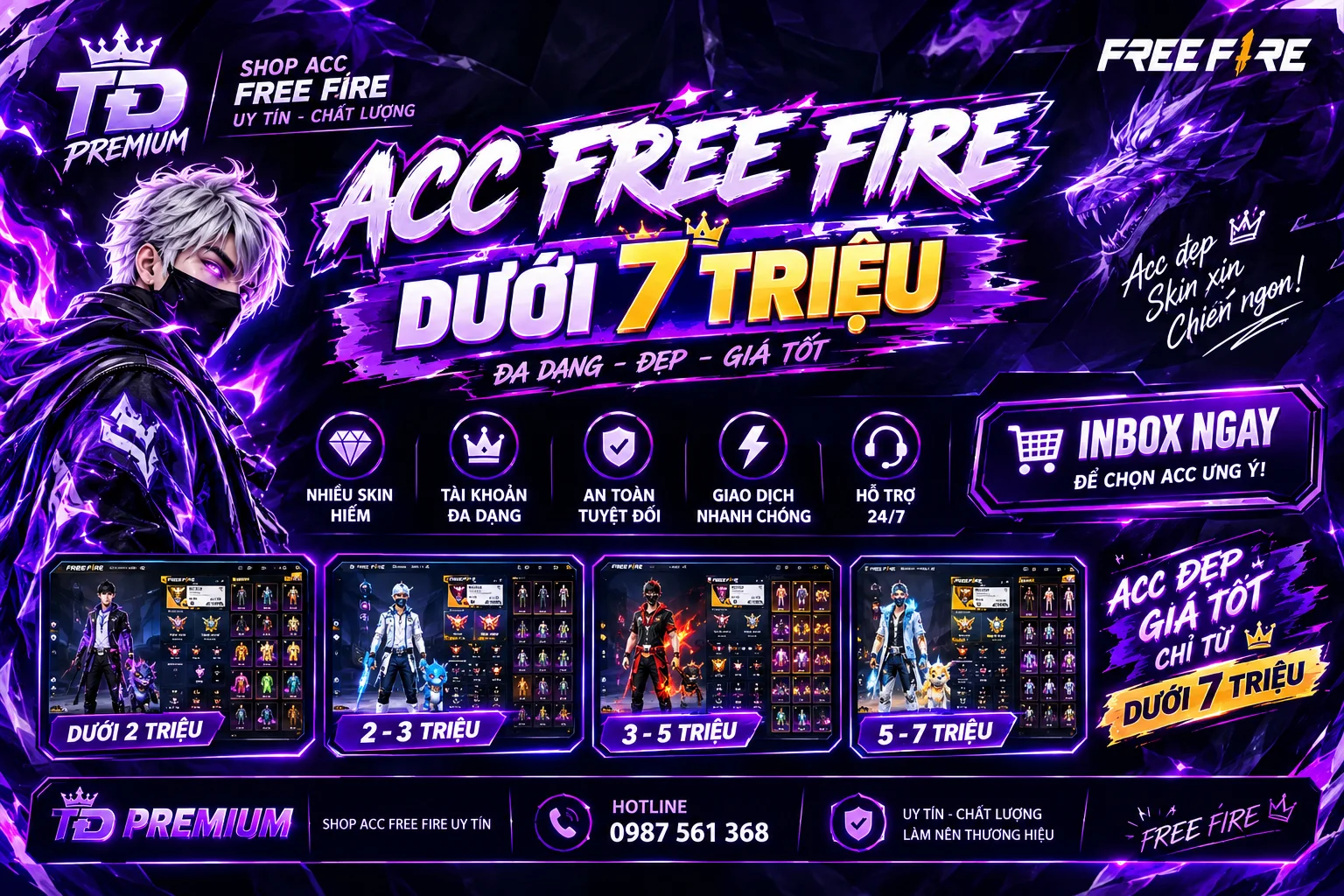 Acc Free Fire dưới 7m